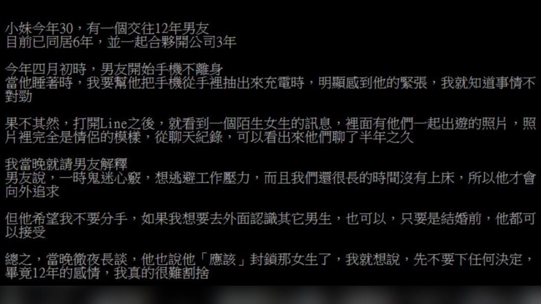 原PO意外發現男友劈腿。(圖/翻攝自PTT)