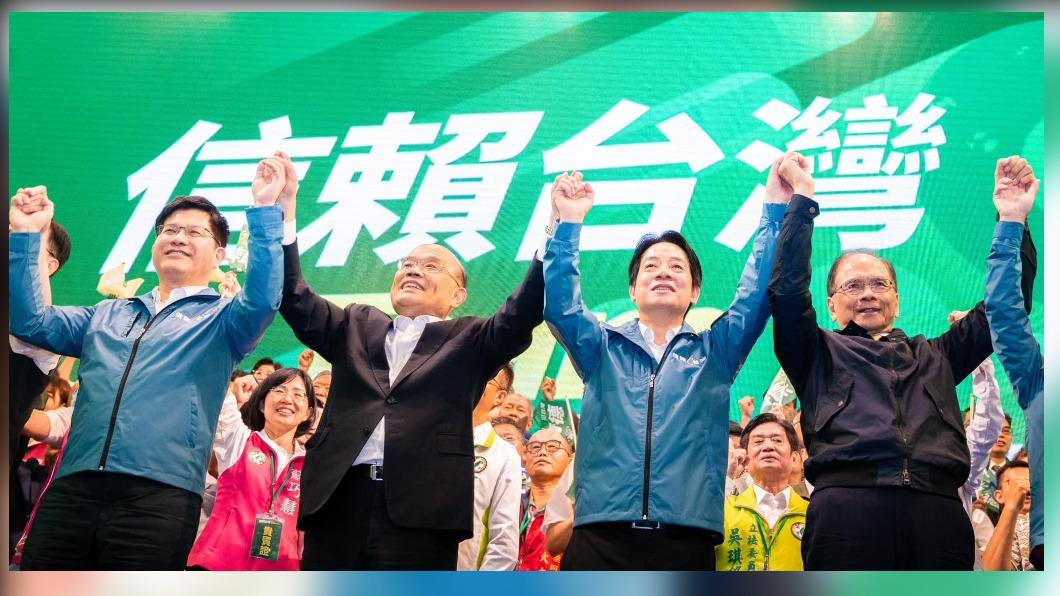 林佳龍、蘇貞昌與游錫堃今日同台力挺賴清德。(圖/翻攝自蘇巧慧臉書)