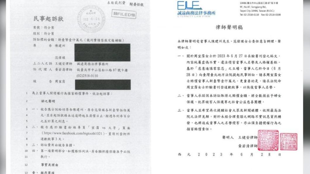 黑人以及范范正式對大牙提告。(圖/經紀人提供)