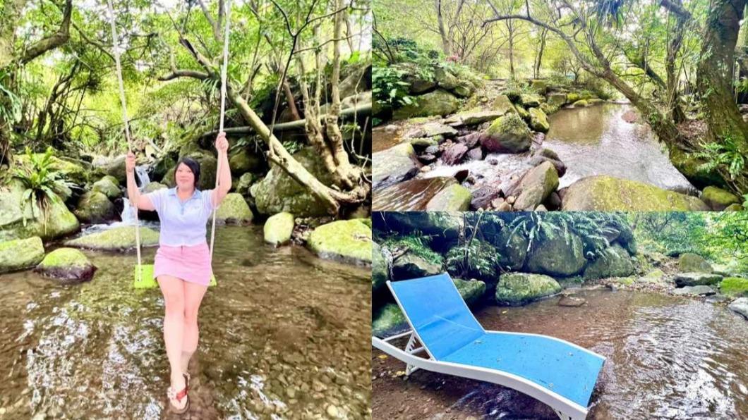 淺沐道休閒農莊可以玩水上鞦韆。(圖片來源/元氣兔麻吉)