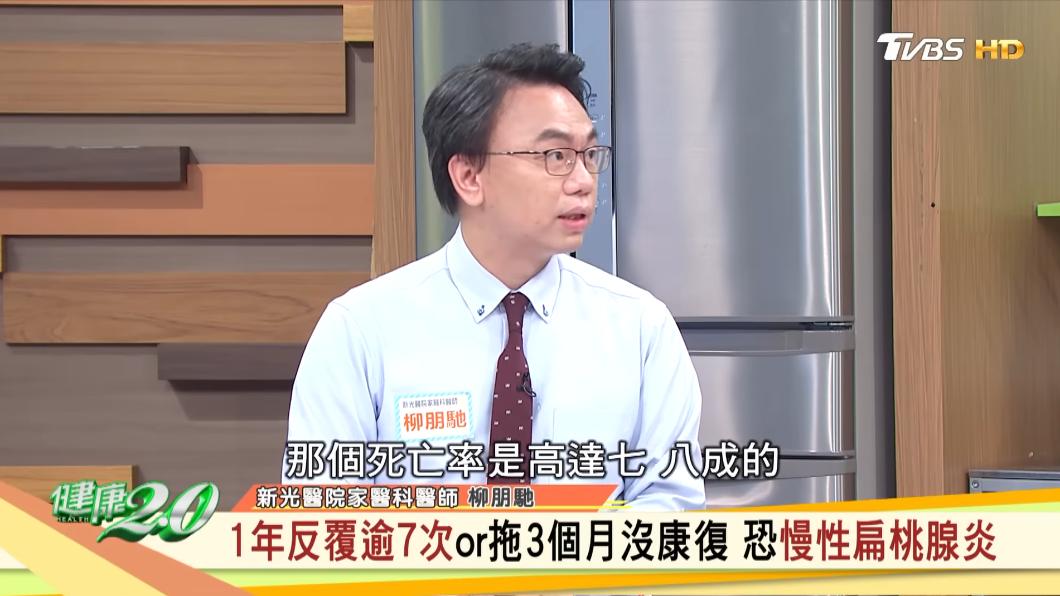 當扁桃腺發炎又併發感染,影響到多重器官的話,致死率高達8成。(圖/在TVBS《健康2.0》)