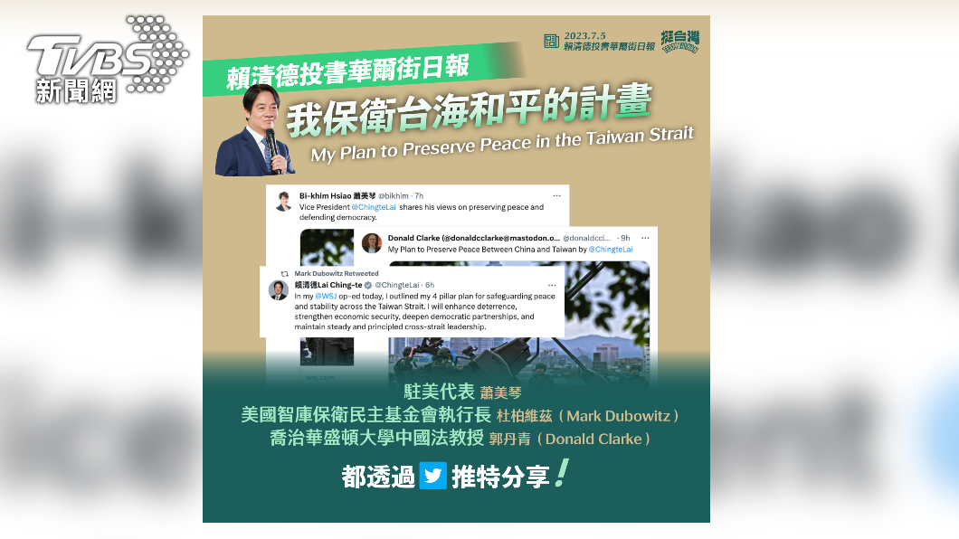 賴清德投書《華爾街日報》獲國際迴響。(圖/民進黨提供)
