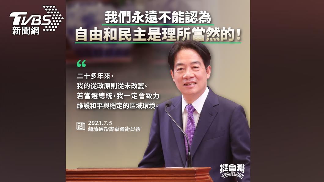 賴清德投書《華爾街日報》受到關注。(圖/民進黨提供)