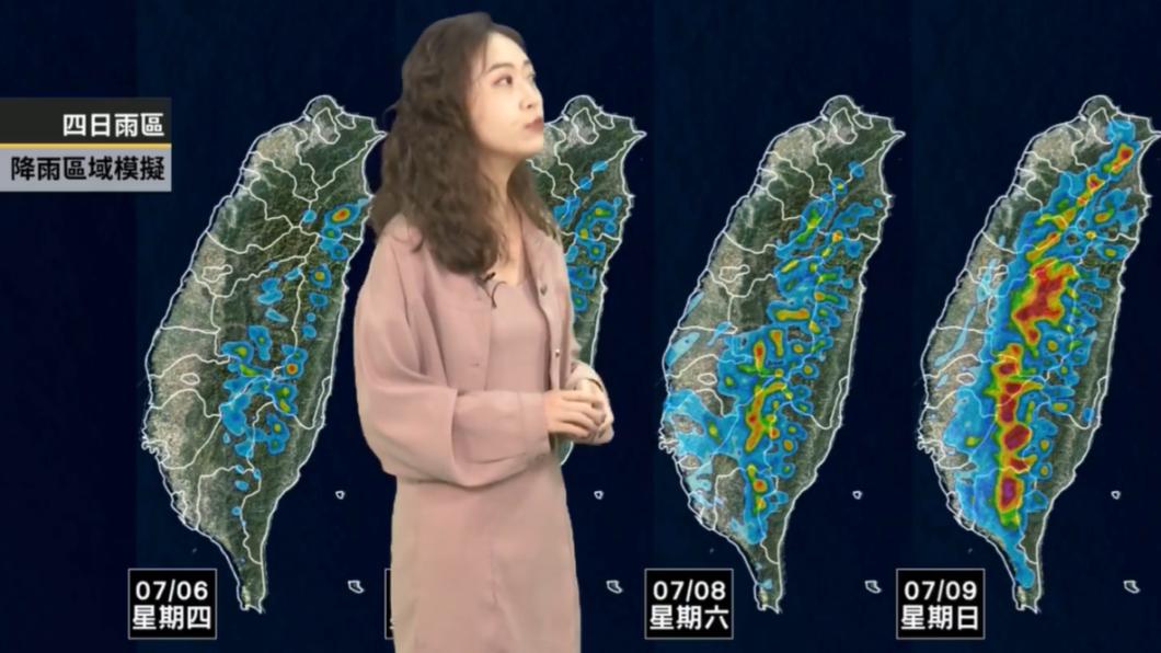 直到週日轉為偏南風,降雨才會更加明顯。(圖/翻攝自天氣風險 WeatherRisk)