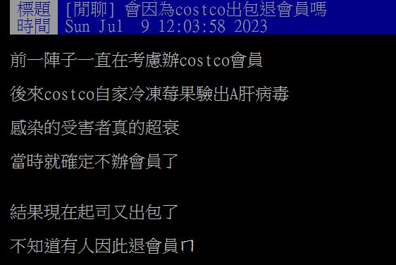 原PO好奇發文詢問,大家是否會因為好市多頻頻出包而退掉會員?(圖/翻攝自PTT)