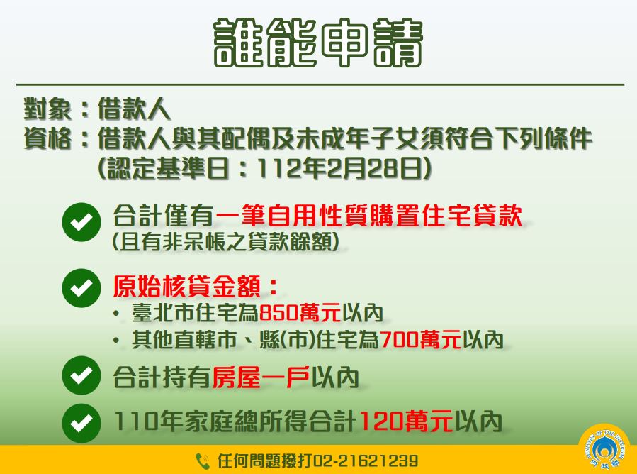 房貸補助申請資格。(圖/財政部)