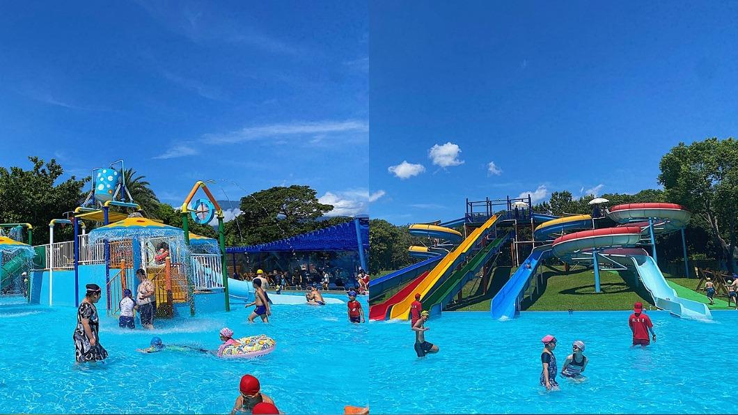 「知卡宣綠森林親水公園」,號稱花蓮最大戲水公園。(圖/郭郭的花東走跳生活提供)