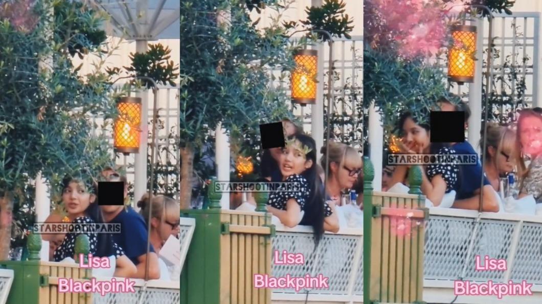 Lisa在巴黎被目擊和神秘男子吃飯。(圖/翻攝自@starshootinparis TikTok)