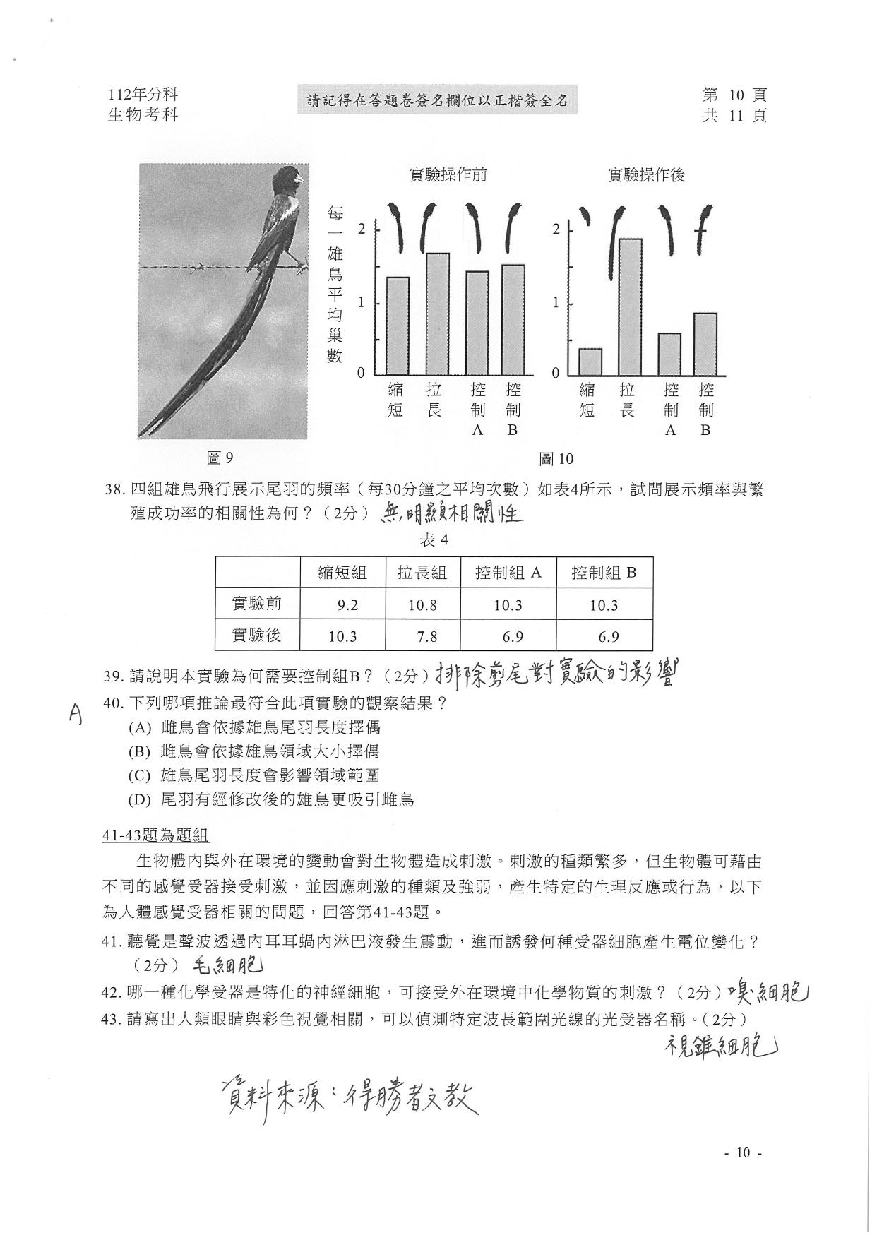 大學分科測驗生物科試題參考解答。(圖/得勝者文教提供)