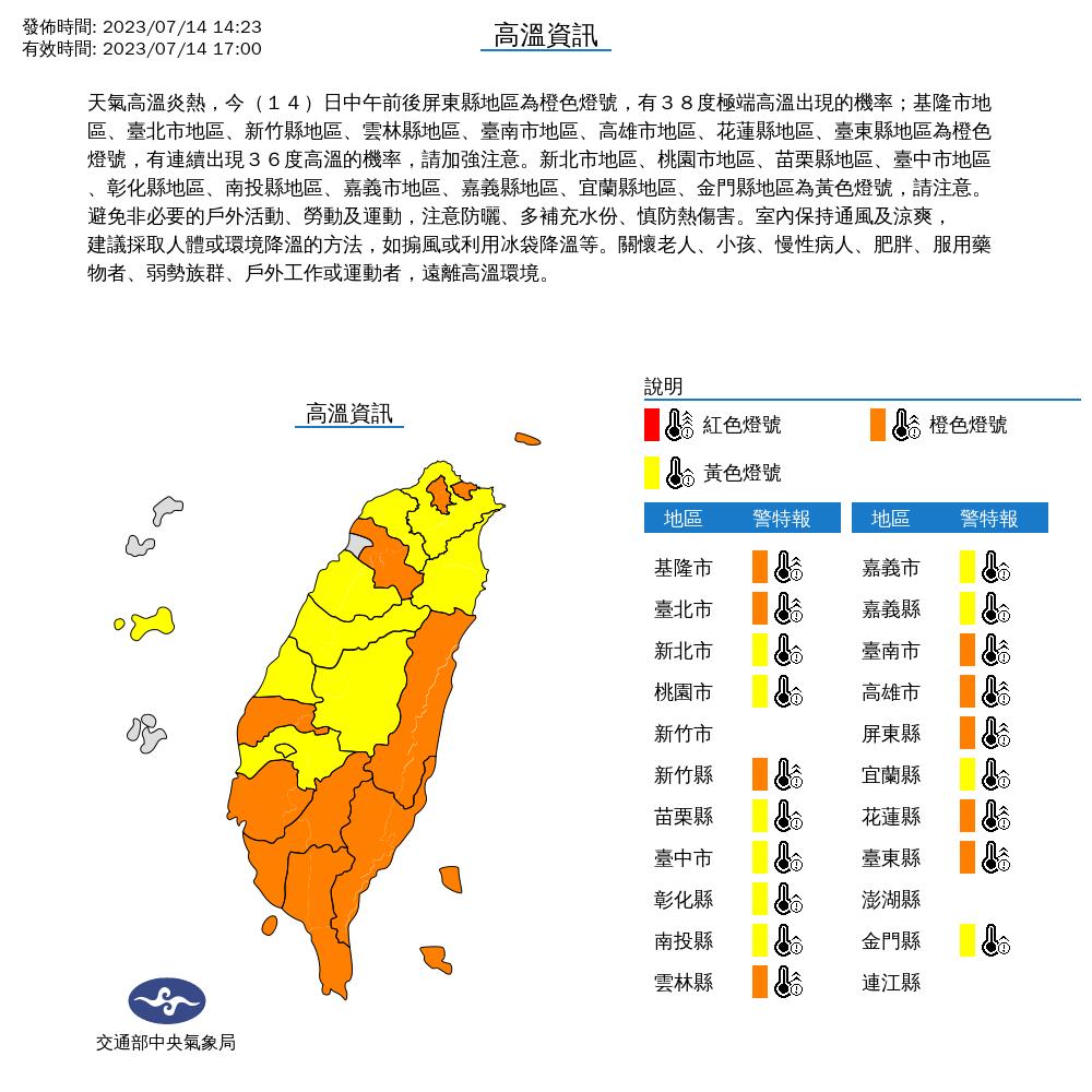 高溫資訊。(圖/氣象局)