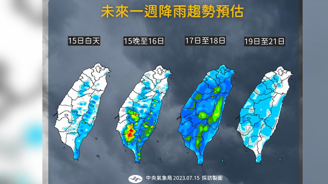 未來一週降雨預估。（圖／氣象局提供）