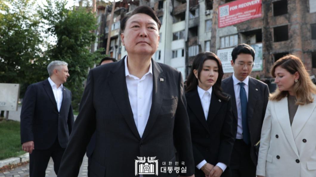 尹錫悅出訪烏克蘭挨轟。（圖／翻攝自南韓總統室대통령실）