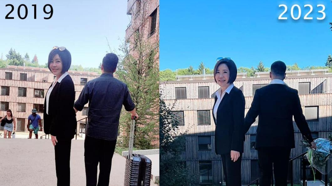 于美人分享母子4年前後的合照。（圖／翻攝自于美人臉書）