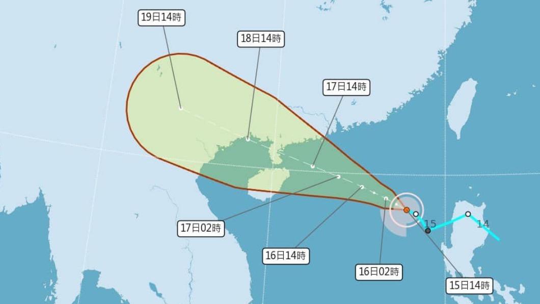 泰利最快將在今晚入夜後增強為中颱。（圖／中央氣象局）
