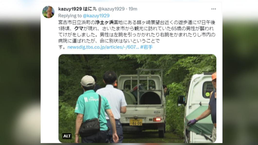 男子在步道遭到熊攻擊。(圖/翻攝自推特)