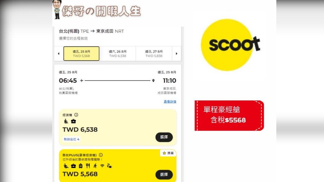 廉航票價/圖片來源:傑哥の閒暇人生