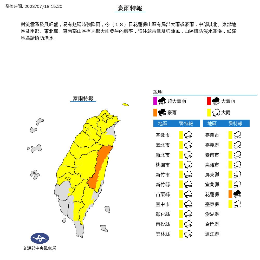 大雨特報。(圖/氣象局)