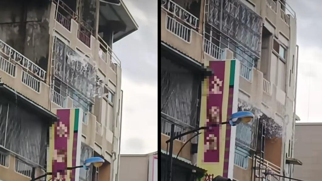 公德心？頂樓積水屋主就往外潑　底下騎士險淪落湯雞