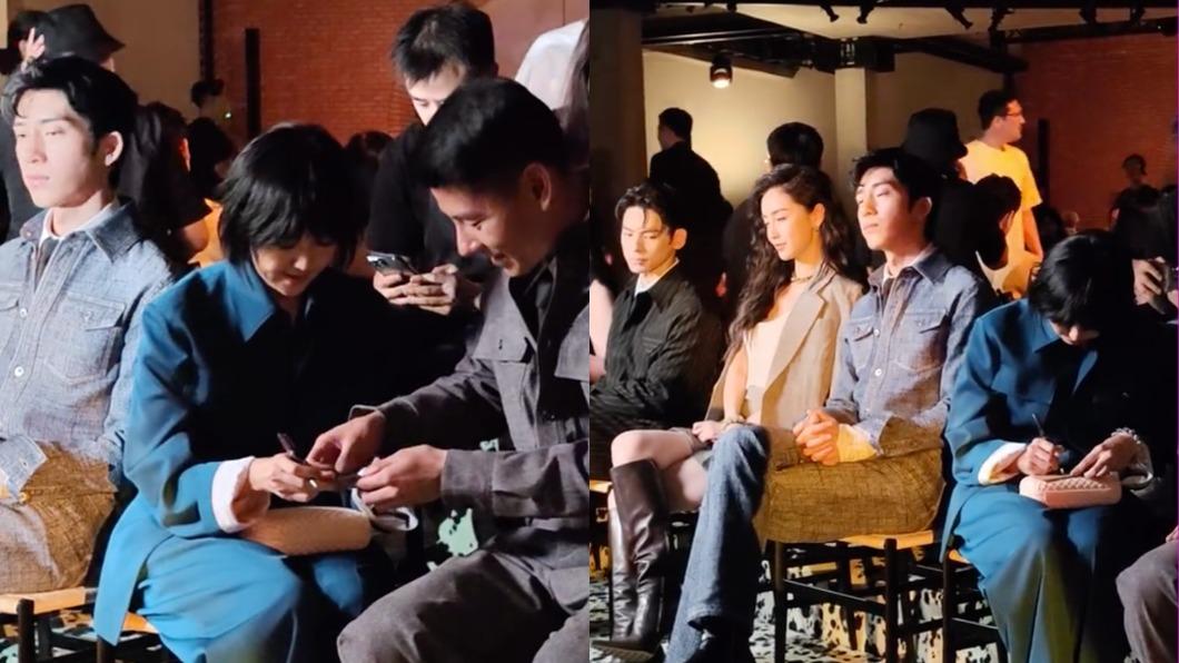 孫燕姿看秀時幫藝人蔣奇明簽名。（圖／翻攝自哎一股清流微博）