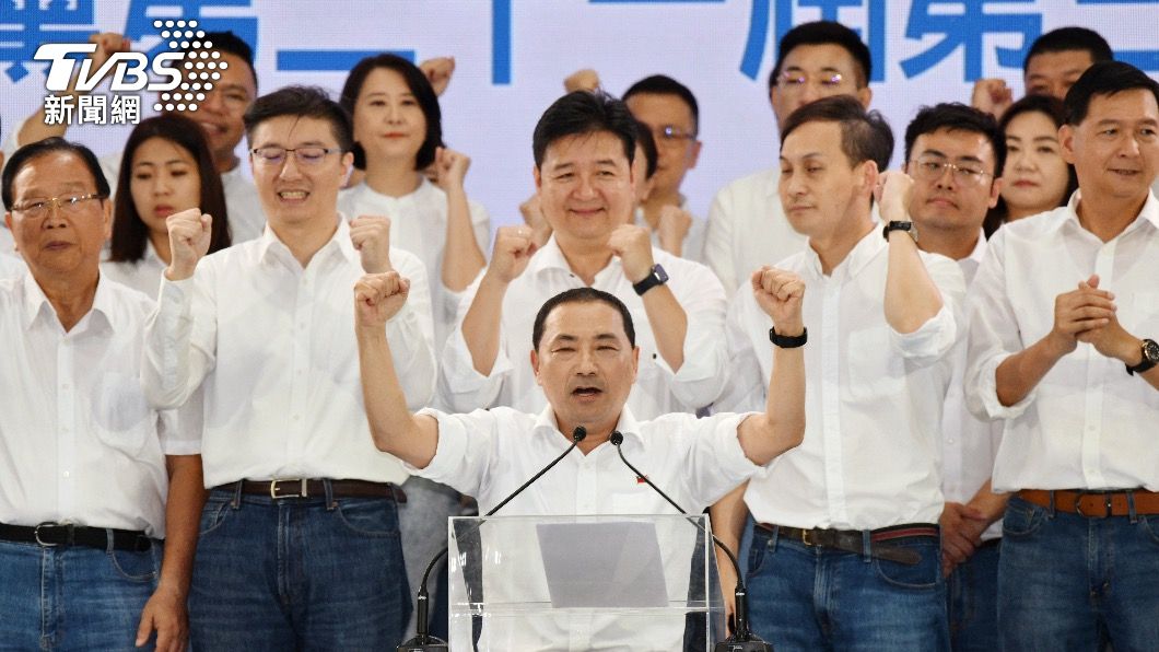 國民黨總統參選人侯友宜在全代會發表談話。（圖／胡瑞麒攝）