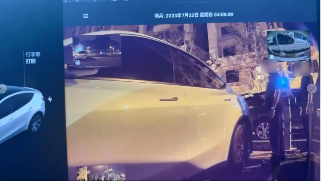 兩名男子大膽充電的過程被錄下。（圖／翻攝自TESLA Taiwan Model3/Y特斯拉台灣車主群臉書臉書）