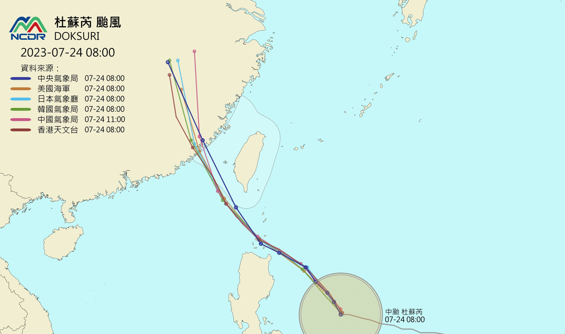 杜蘇芮原本直撲台灣而來，但方向越來越往西南方偏移。（圖／翻攝自NCDR）