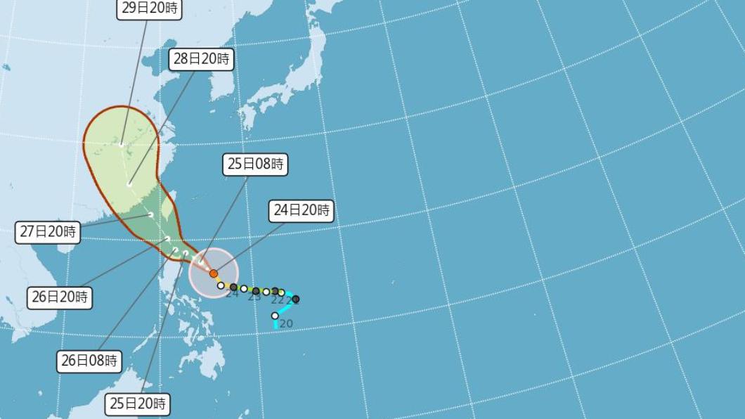杜蘇芮最新預測路徑。(圖/中央氣象局)