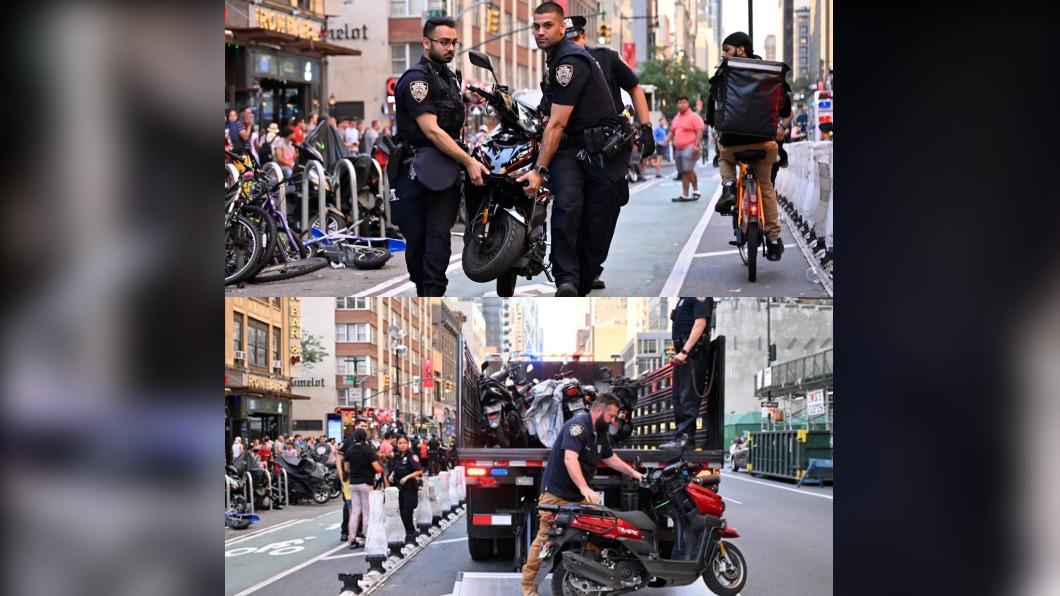 紐約警方扣押移民的機車。(圖/翻攝自《紐約郵報》)