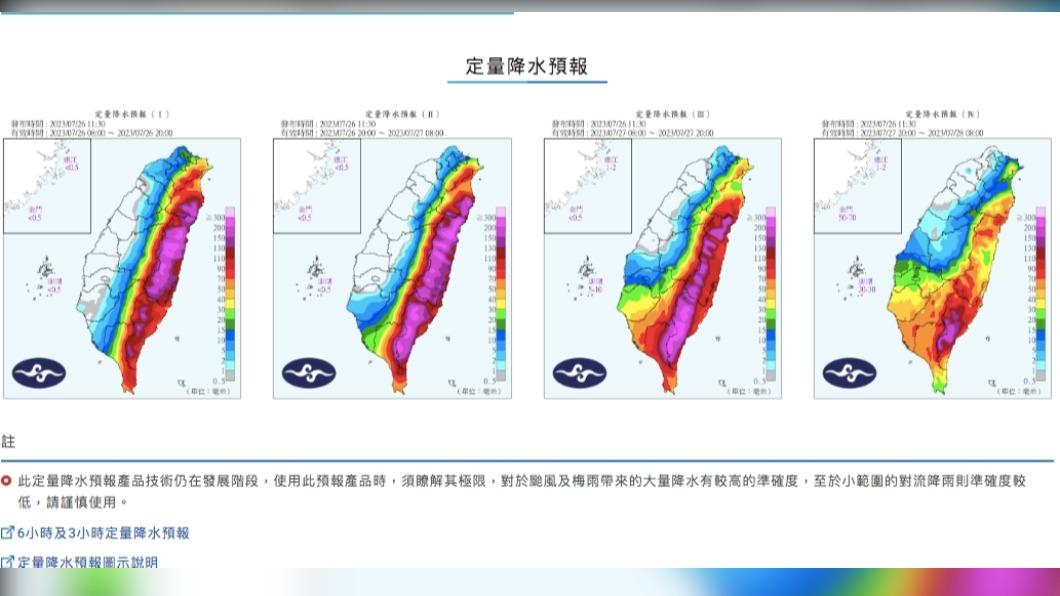 降雨量預報。(圖/氣象局官網)