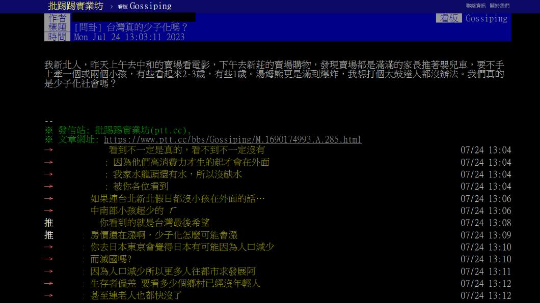 有網友說自己在賣場看到很多小孩。(圖/翻攝自PTT)