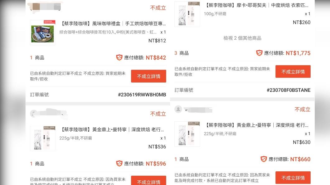 蔡明亮曬出客人不取貨的單據。(圖/翻攝自蔡明亮臉書)