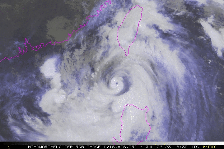 杜蘇芮威力凶猛,陸上警戒區域今日新增苗栗。(圖/翻攝自NOAA)