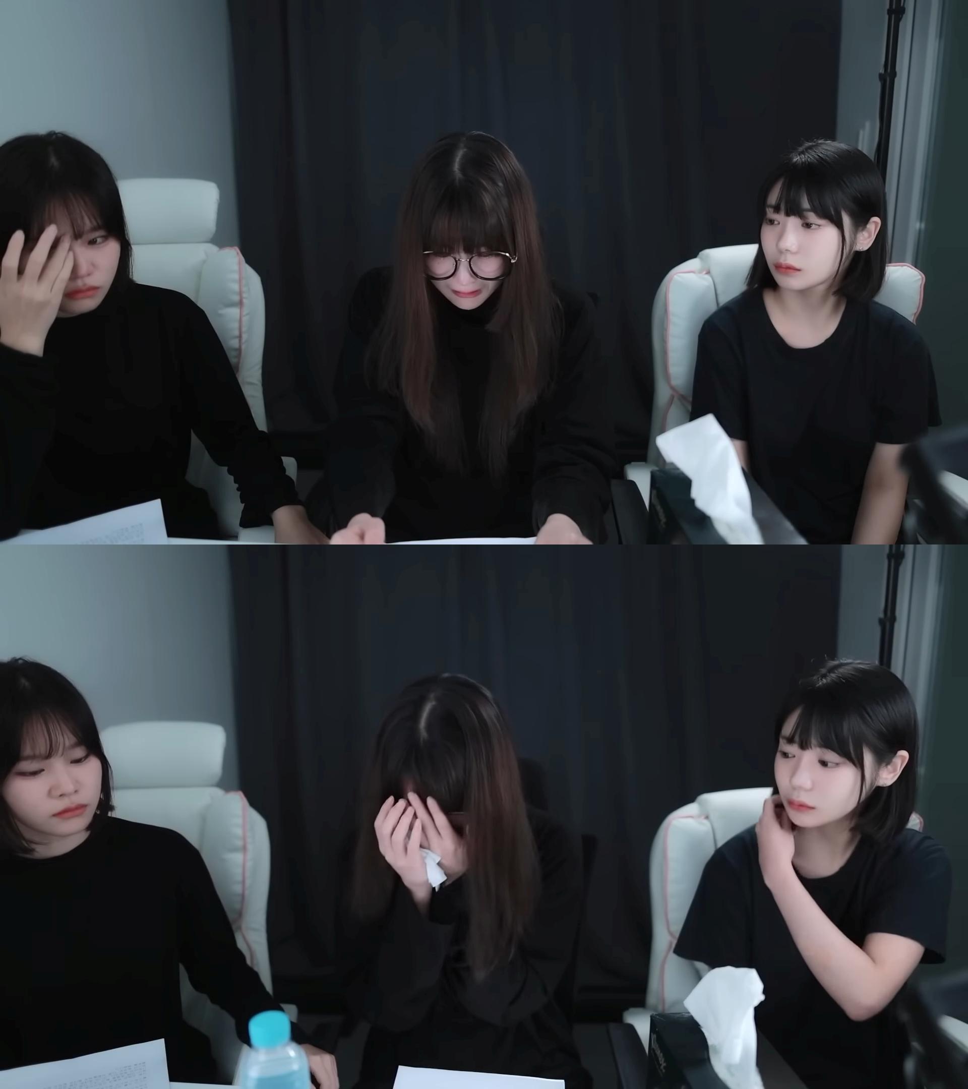 3名女模出面控訴老闆狼行,張珠(中)、詩蘿(左)講到激動出都忍不住淚水。(圖/翻攝自姜仁慶YouTube)