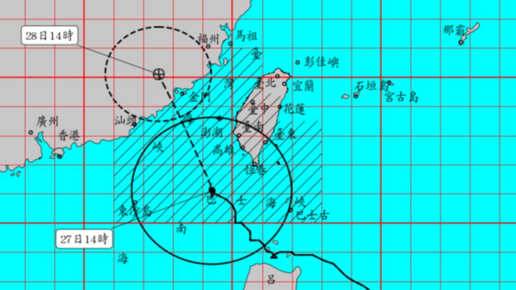 杜蘇芮暴風圈籠罩南部、恆春半島。(圖/氣象局)