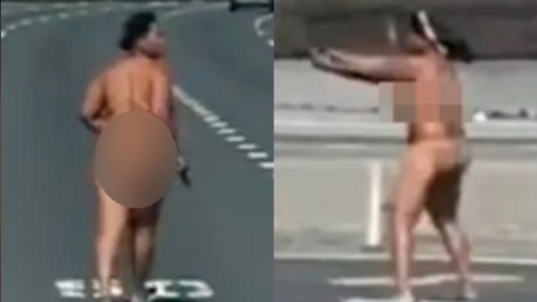 有片／詭異！裸女加州公路大暴走　掏手槍亂射嚇壞用路人