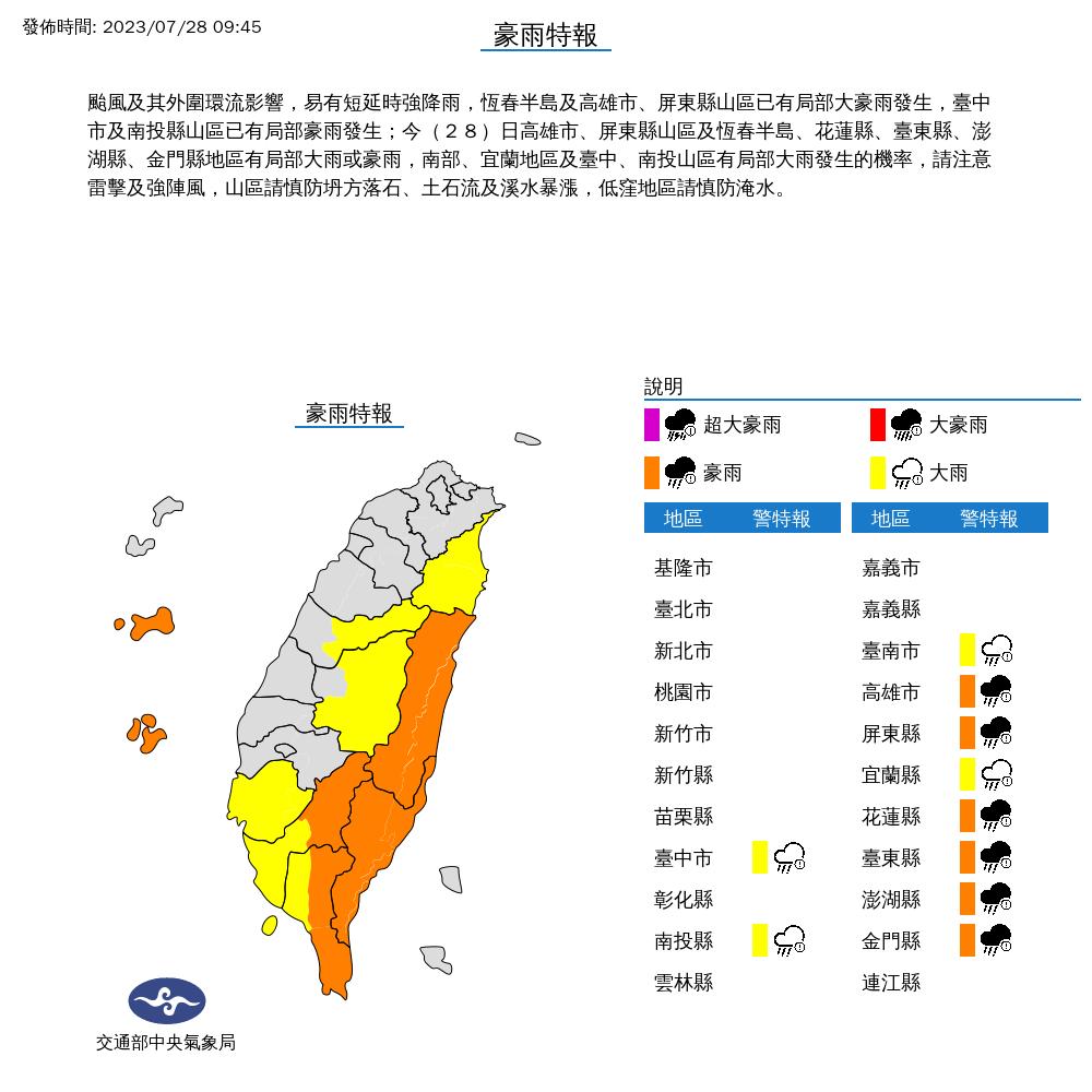 豪雨特報。（圖／氣象局）