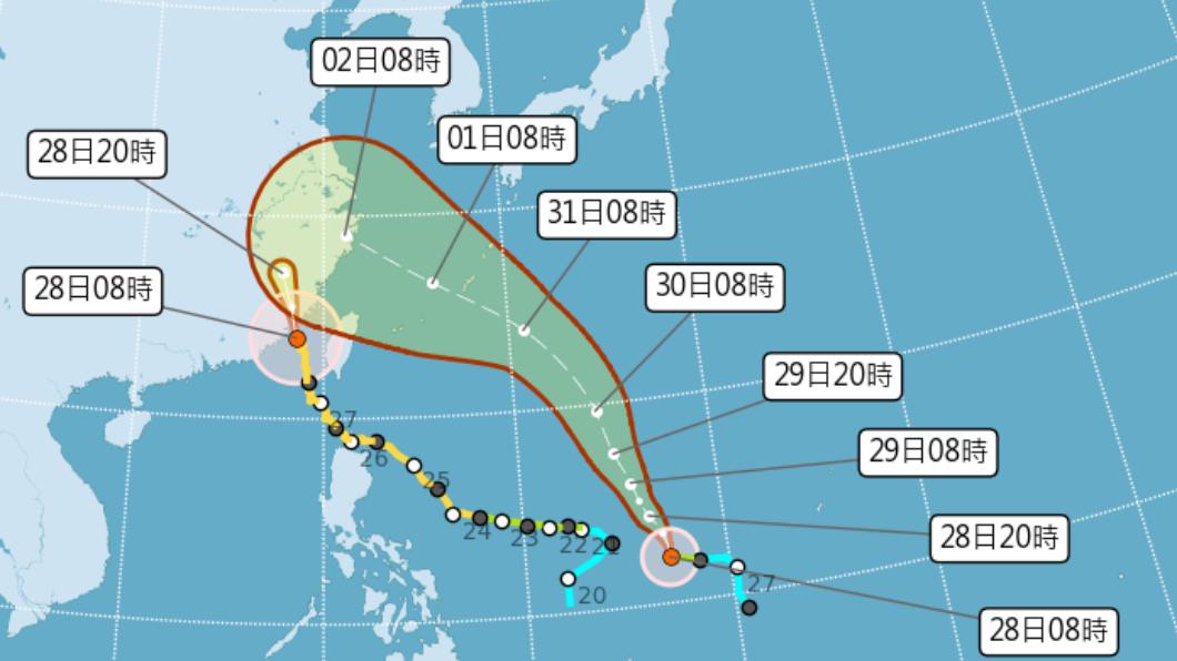 中央氣象局宣布輕颱卡努生成,同樣預測會經過日本沖繩地區。(圖/翻攝自中央氣象局網站)