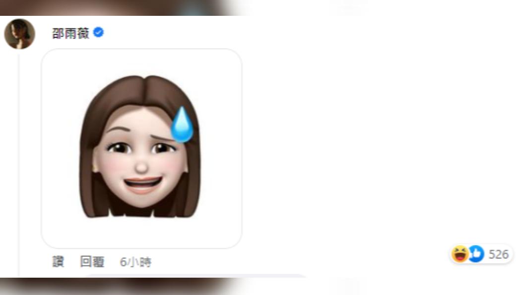 邵雨薇貼上一張「汗顏」的表情貼圖。(圖/翻攝自吳慷仁FB)