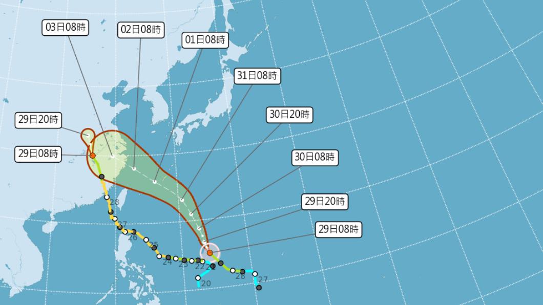 卡努颱風從台灣北方掃過!下週一轉中颱 雨連炸5天