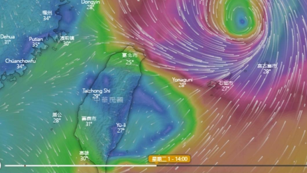 颱風將從台灣北方經過。(圖/氣象局提供)