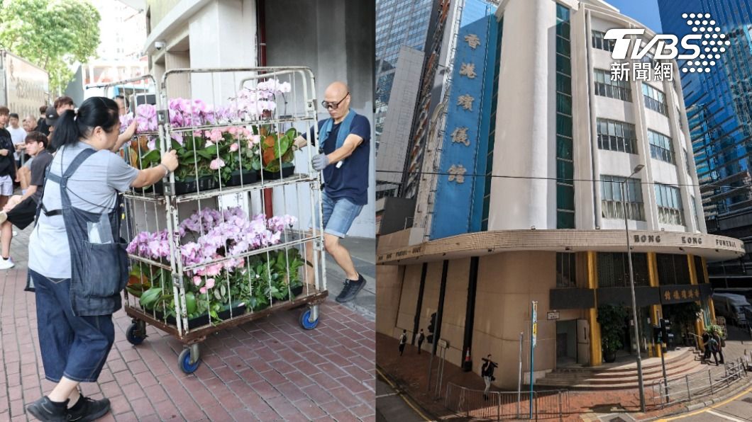 工作人員陸續抵達李玟告別式現場進行布置。(圖/趙世平攝)