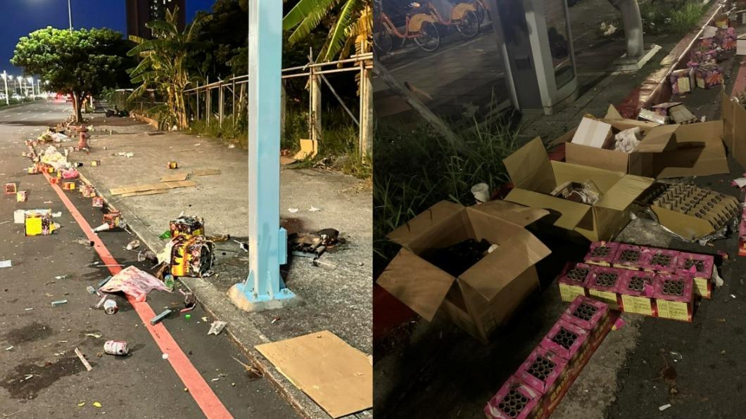 遶境隊伍留下大批垃圾。(圖/翻攝Facebook細說淡水)
