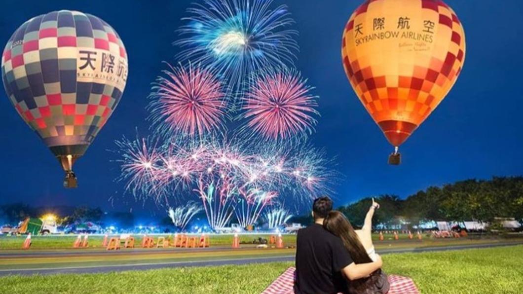 入夜後亮起的熱氣球光雕秀、燦爛煙火秀,畫面吸睛到不行。(圖/翻攝自@tw.lian_yu IG,圖為過去活動圖)