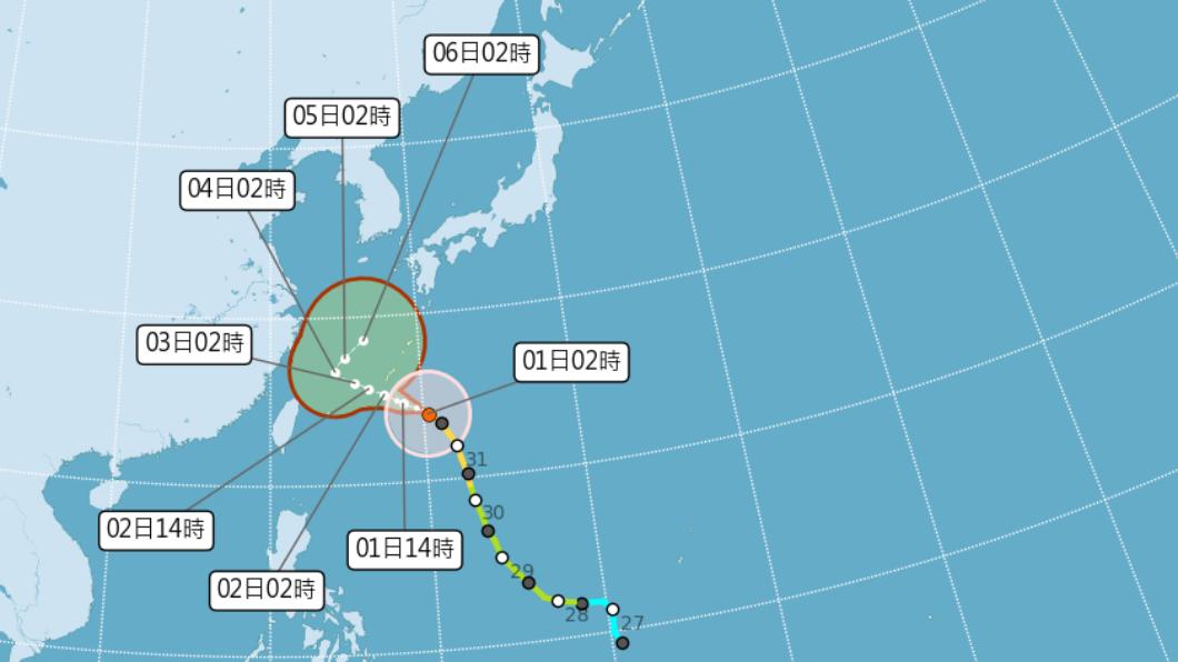 今北部轉陰短暫雨 中颱卡努直撲琉球估週四距台最近