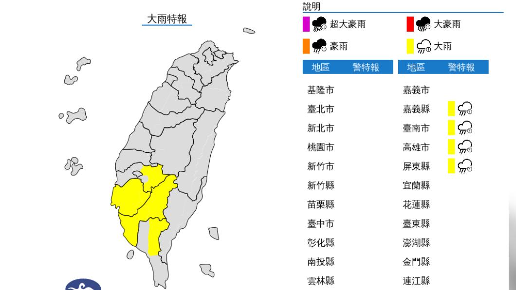 快訊/下班注意!對流旺盛「這4地」發布大雨特報
