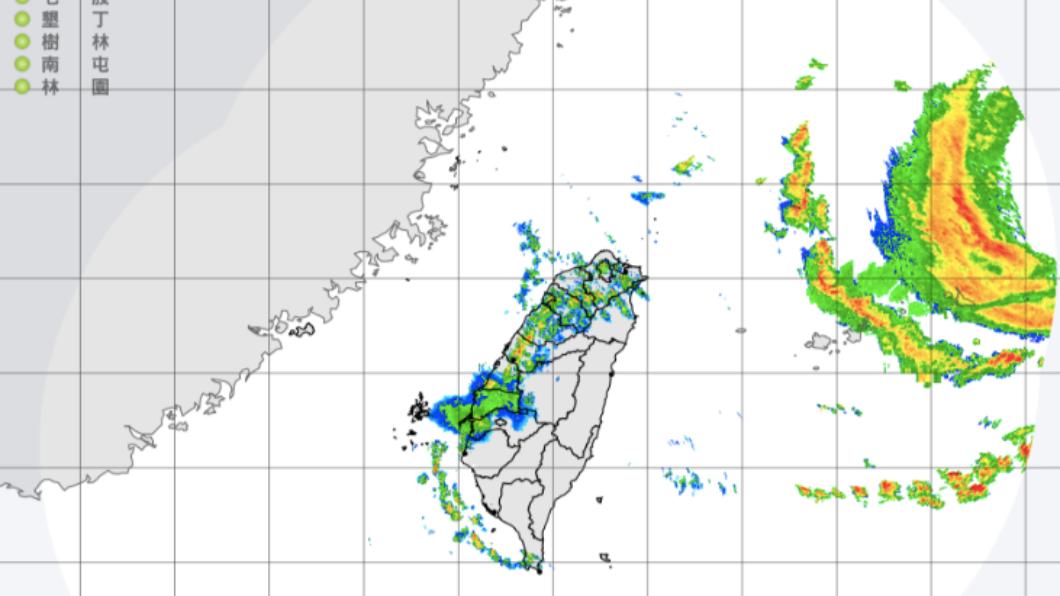 氣象局早上9:10分雷達回波圖。(圖/氣象局)
