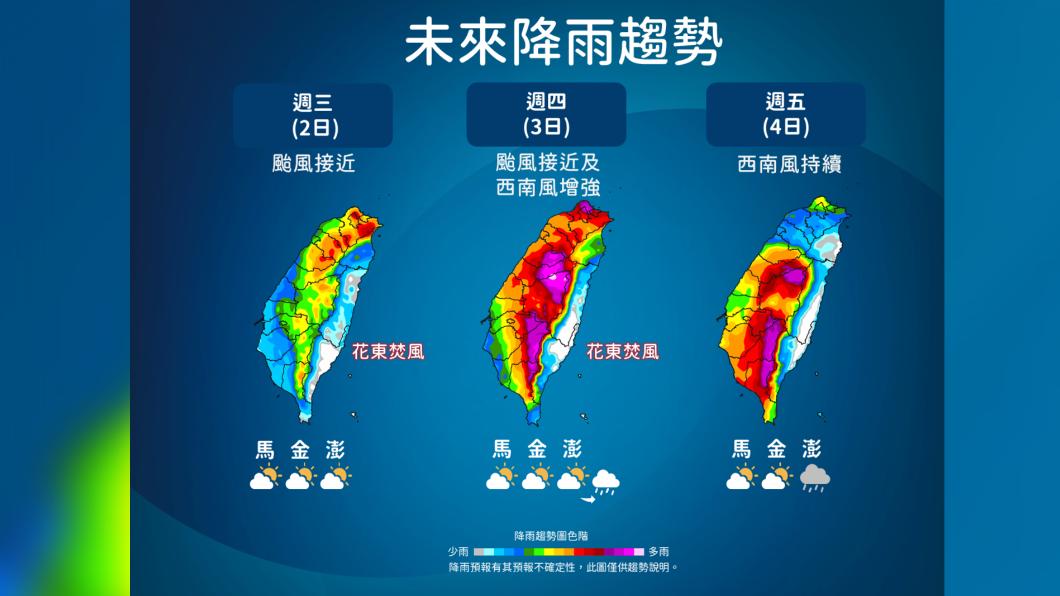 氣象局發布未來降雨趨勢。(圖/氣象局)