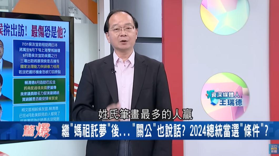 王瑞德稱觀世音菩薩託夢2024「姓氏筆畫最多」勝選。(圖/翻攝自驚爆新聞線YouTube)