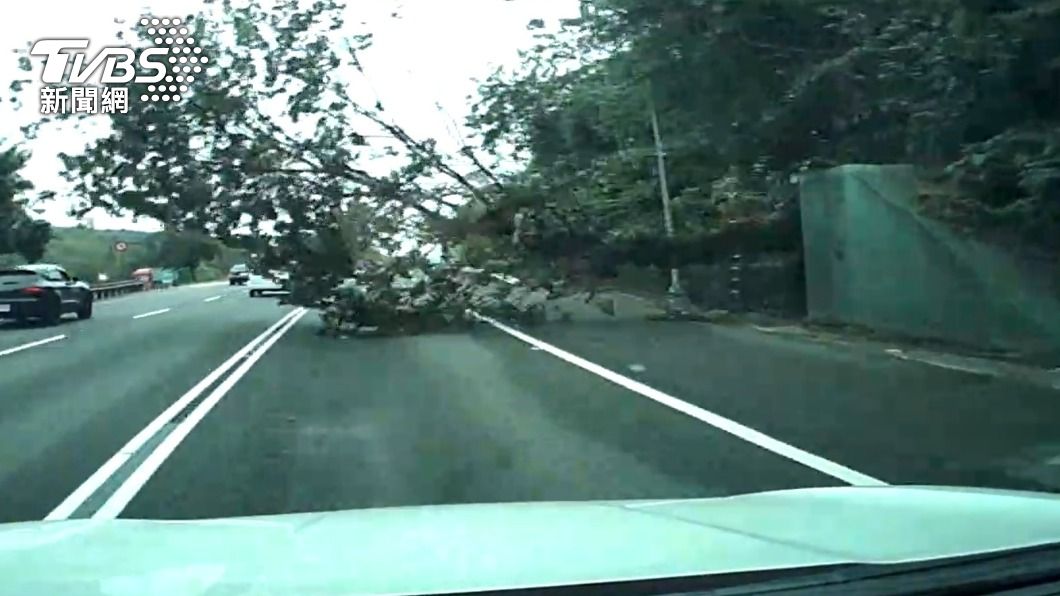 行車紀錄器拍下倒塌瞬間。(圖/TVBS)