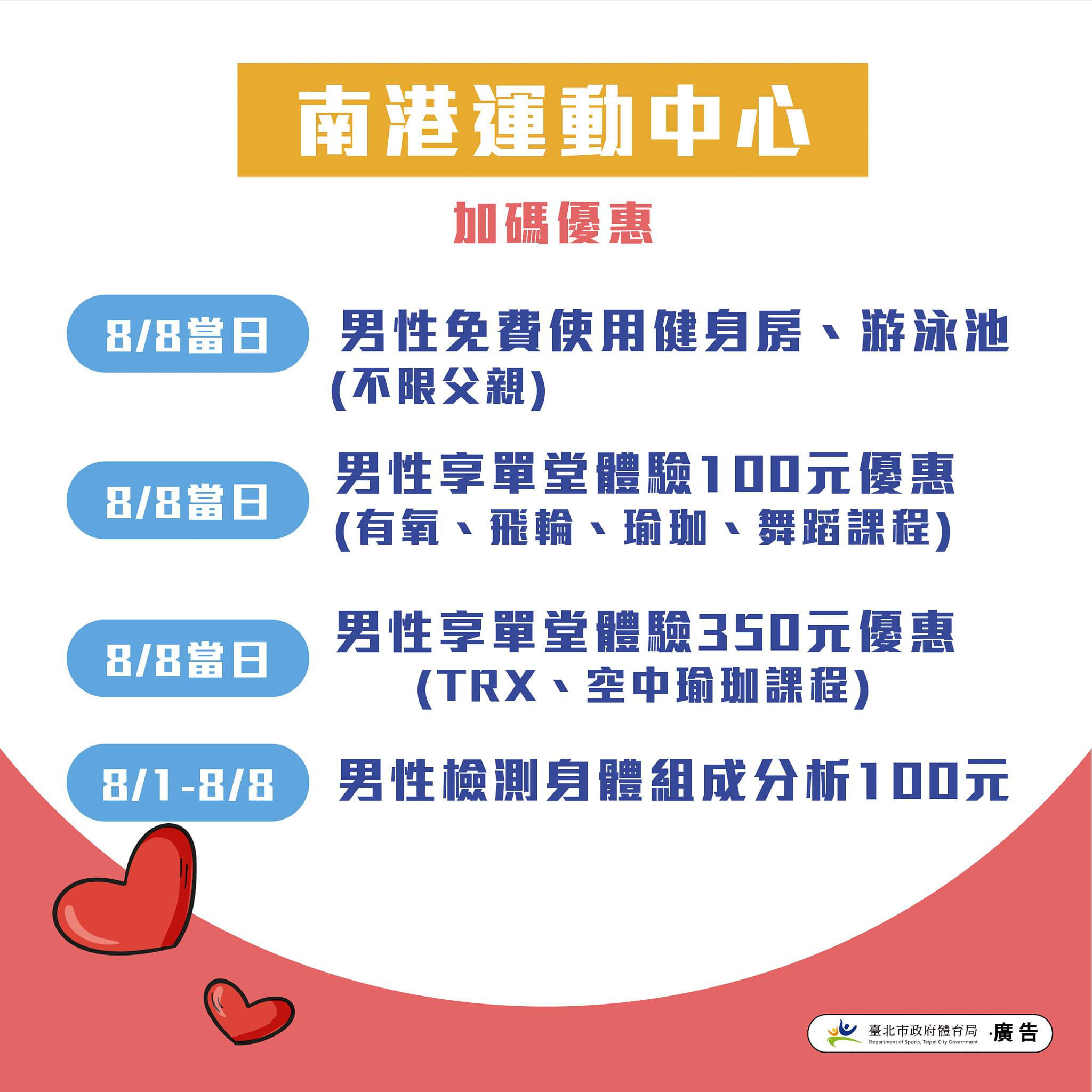 北市體育局祭父親節運動中心優惠。（圖／北市體育局）